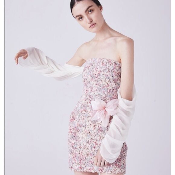 Atoir Chasing Highs  Orchid Floral Textured Strapless Party Dress Size 4 - Picture 1 of 12